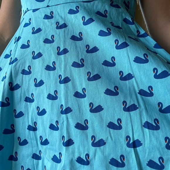 Lindy bop pin up blue swan pattern retro vintage style dance dress - Picture 3 of 11